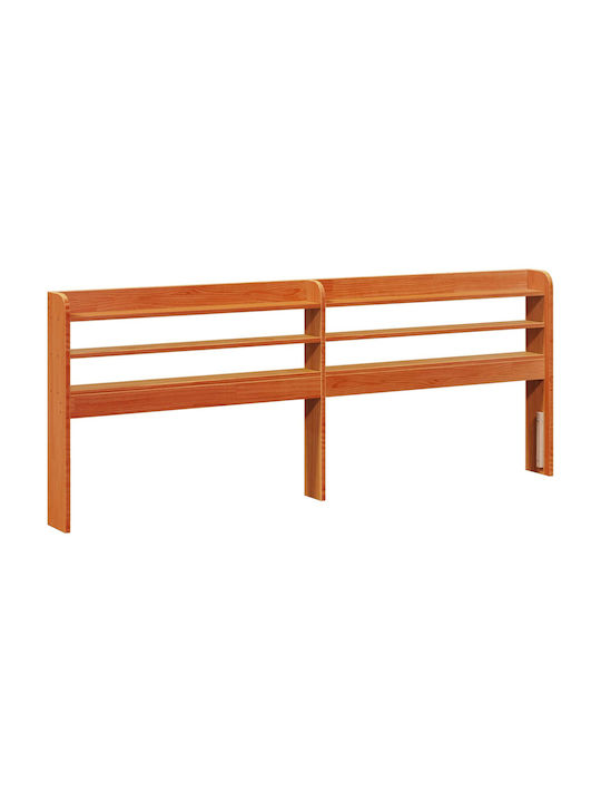 Pat Single Din Lemn Ceară Maro Cu Plăci Pentru Saltea 82x200cm