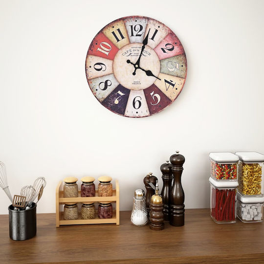vidaXL Antikes Wanduhr Hölzernes Colorful Ø60cm