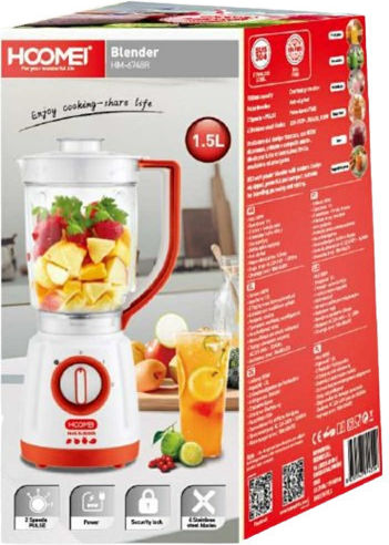 Hoomei Blender with Glass Jug 1.5 L 800W Red
