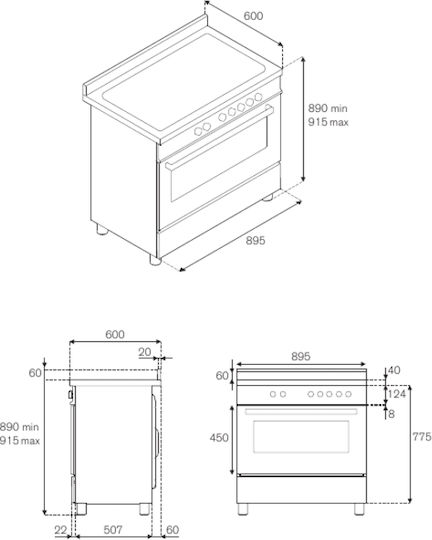 Bertazzoni Cooker 103lt with Natural Gas Hobs W89.5cm. Red
