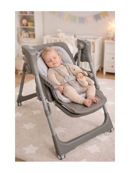ForAll Galaxy Klappbarer Baby Hochstuhl 3 in 1 mit Höhenverstellbar in Grau