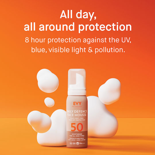 Evy Technology Daily Defense Αδιάβροχη Αντηλιακή Mousse Προσώπου SPF50 σε Spray 75ml