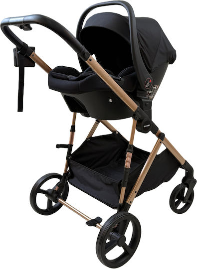 ForAll Fun Baby Star Adjustable 3 in 1 Baby Stroller Suitable for Newborn Black Gold
