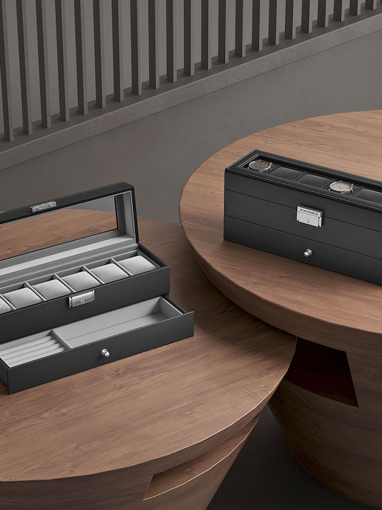Songmics Jewellery Box Faux Leather with Drawer Black 32.5x10x13.5cm