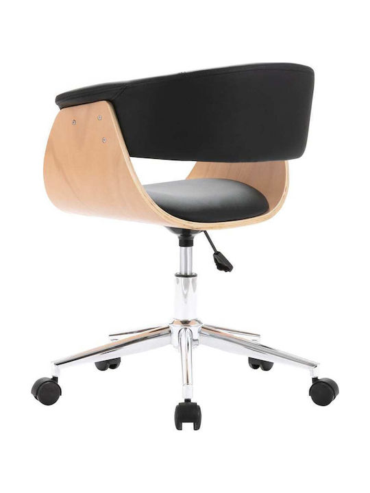 Rotating Armchair Visitor with Wheels in Black Color 59.5x58x66cm 2pcs