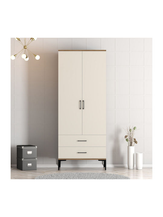 SteweHome Zwei-Tür-Kleiderschrank T Lidya Beige 80x47x201cm
