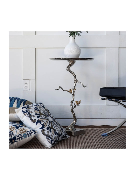 Round Side Table Branch Metal Silver / Gold Details M43xL43xH71cm
