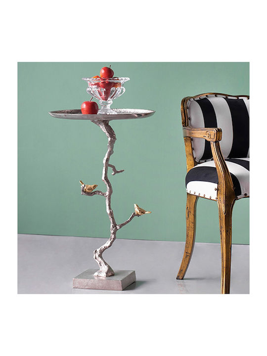 Round Side Table Branch Metal Silver / Gold Details M43xL43xH71cm