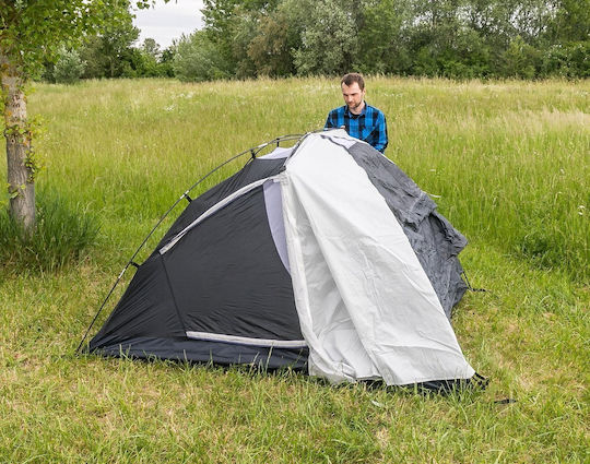 Acra Camping Tent Igloo Mountaineering Grey with Double Cloth 4 Seasons for 3 People Waterproof 3000mm 220x365x115cm
