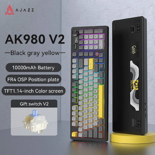 Ajazz AK980 V2 Ασύρματο Gaming Μηχανικό Πληκτρολόγιο (Αγγλικό US)