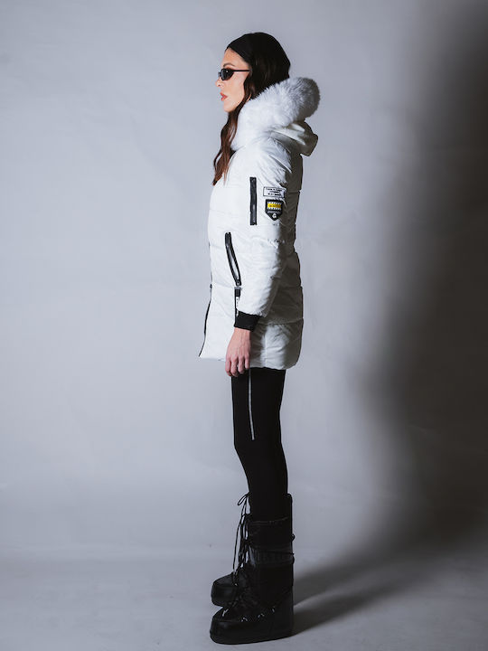 Lungă Jachetă de femei Puffer Waterproof White