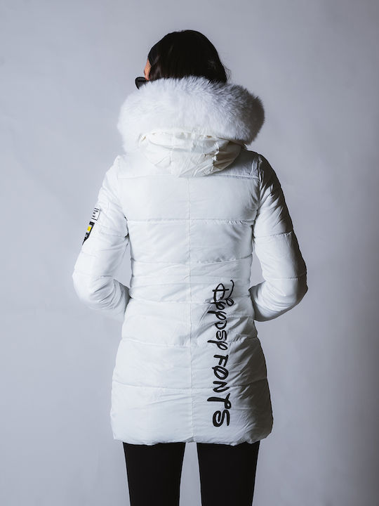 Lungă Jachetă de femei Puffer Waterproof White