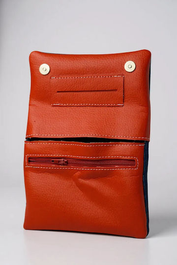 Dino Rossi Handmade Tobacco Pouch Denim Design Blue & Orange