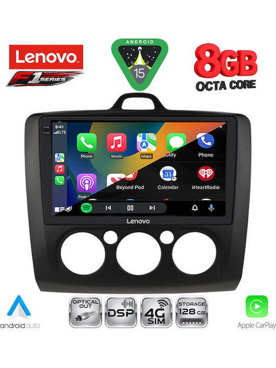 Lenovo Car Audio System for Ford Focus 2005-2012 with A/C (Bluetooth/USB/WiFi/GPS/Apple-Carplay/Android-Auto) with Touch Screen 9"