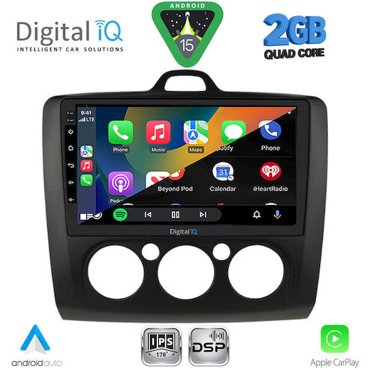 Digital IQ Car Audio System for Ford Focus 2005-2012 with A/C (Bluetooth/USB/WiFi/GPS/Apple-Carplay/Android-Auto) with Touch Screen 9"