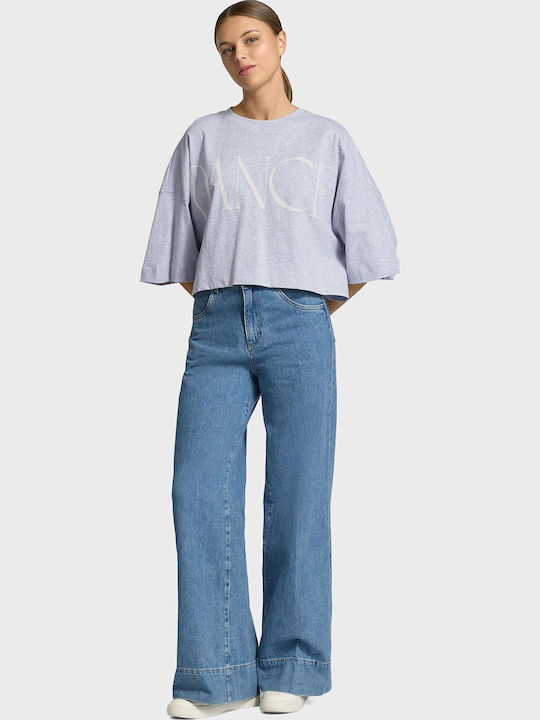 Women's Oversized Crop T-shirt Light Grey Melange