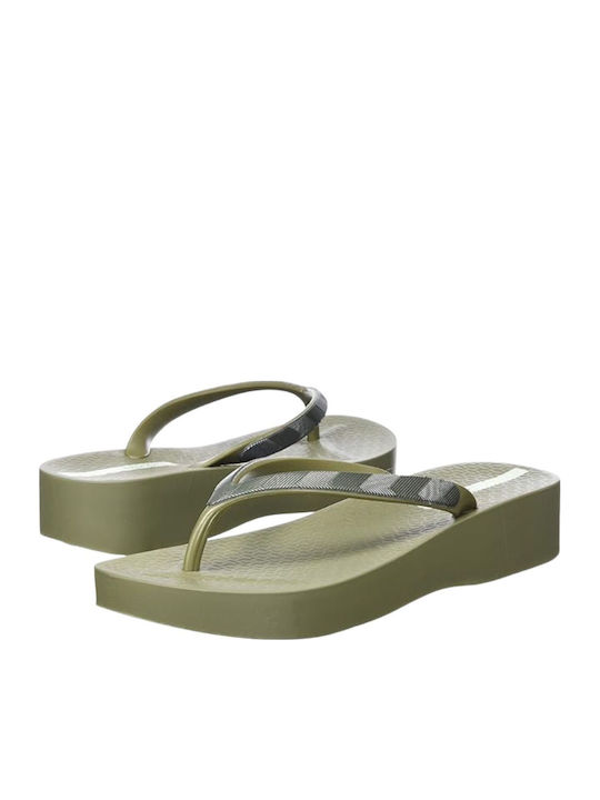 Mesh VII Frauen Flip Flops mit Plattform in Khaki Farbe