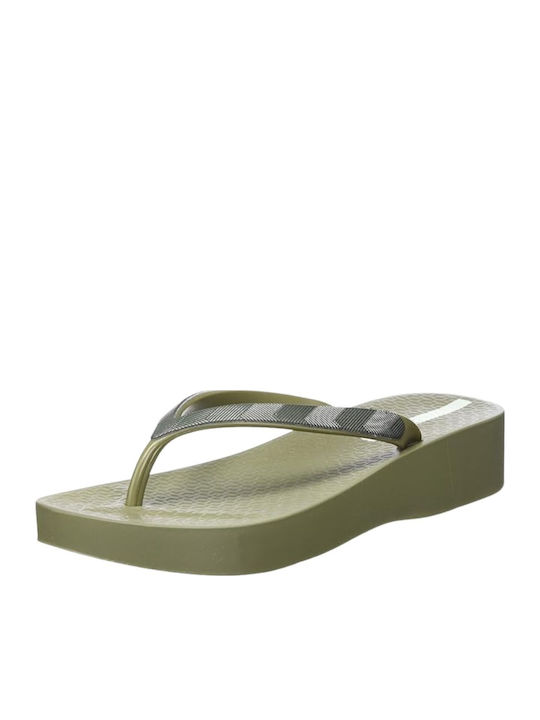 Mesh VII Frauen Flip Flops mit Plattform in Khaki Farbe