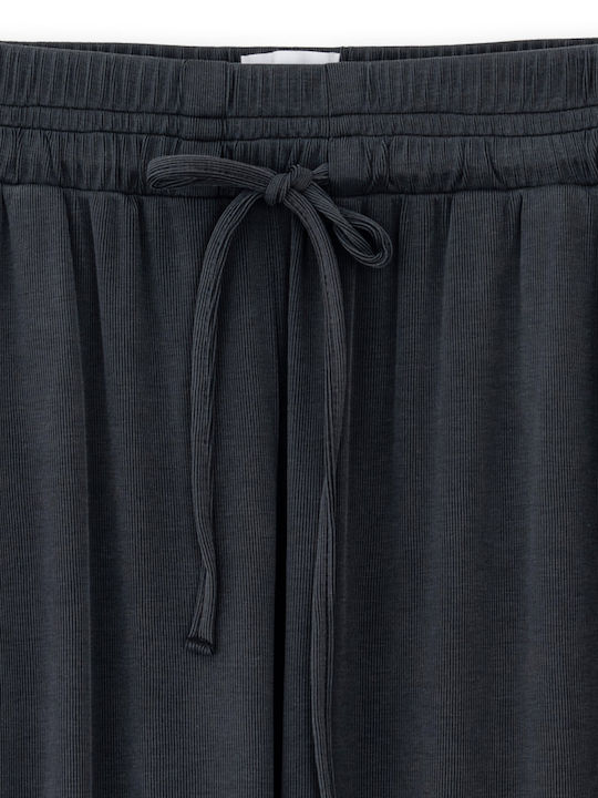 Women's Fabric Trousers with Elastic Black