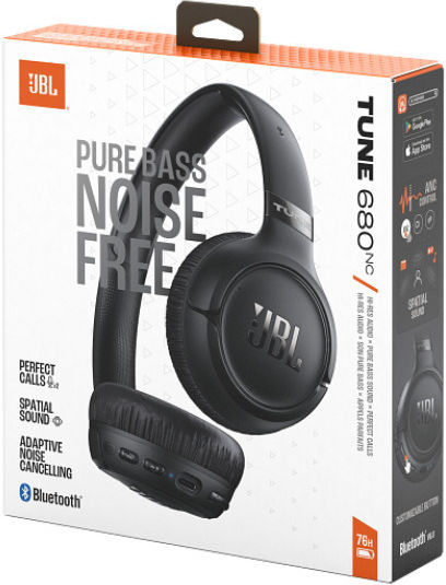 JBL Tune 680NC Kabellose Bluetooth Am Ohr Kopfhörer mit 50 Stunden Betriebszeit Schwarz