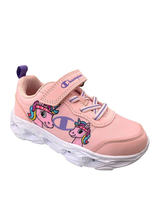 Kinder Sneakers mit Klettverschluss & Lichtern Rosa