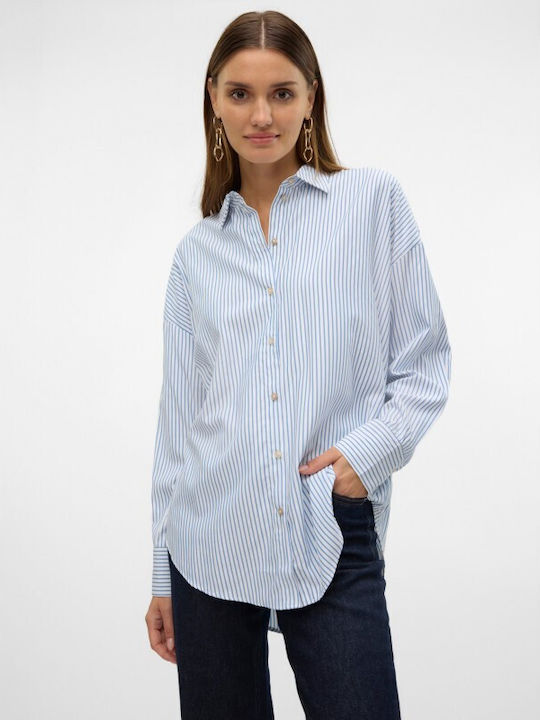 Μακρυμάνικο Γυναικείο Πουκάμισο Bright White/nok Blue