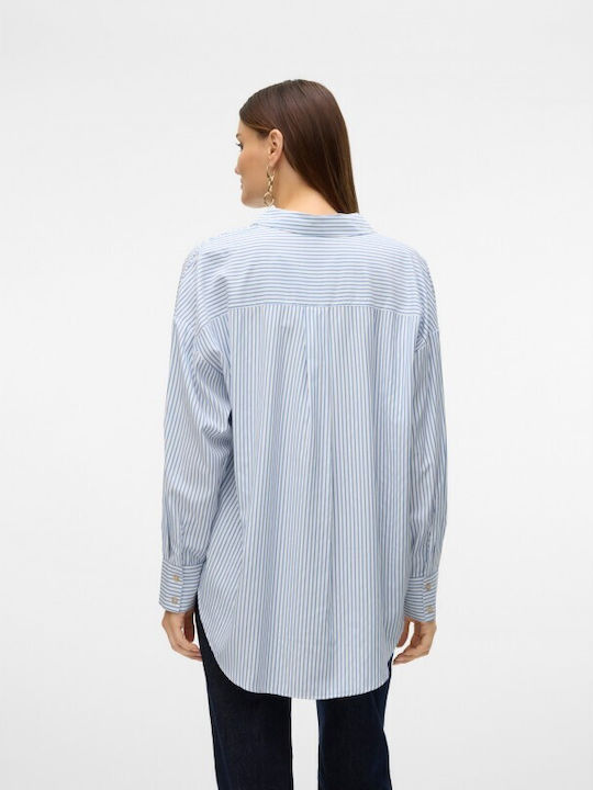Μακρυμάνικο Γυναικείο Πουκάμισο Bright White/nok Blue