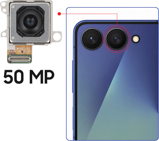 Samsung Cameră Originală Din Spate Galaxy Z Flip7 50mp Unghi Larg Pachet Service Negru Argintiu