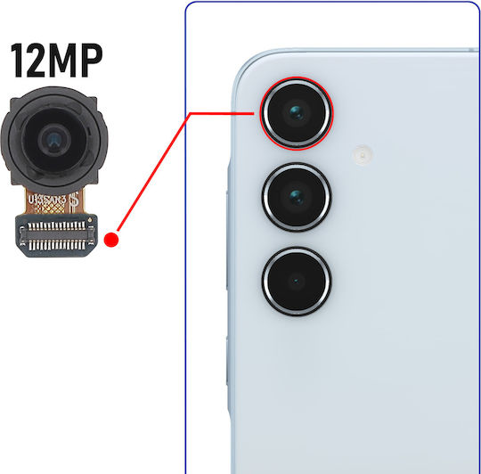 Clappio Compatible Rear Camera Galaxy A55 12mp Ultra Wide Angle Sensor Black