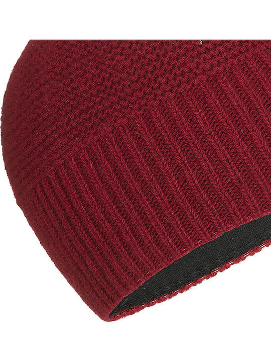 Sarner 2 Beanie Unisex Knitted Beanie in Burgundy Color
