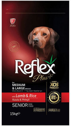 Reflex Medium Large Senior 12kg Ξηρά Τροφή για Ηλικιωμένους Σκύλους Μεσαίων & Μεγαλόσωμων Φυλών με Αρνί
