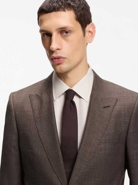 Men's Summer Suit Jacket Slim Fit Dark Brown