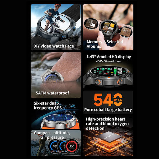 Microwear G100 GPS Smartwatch (Portocaliu)