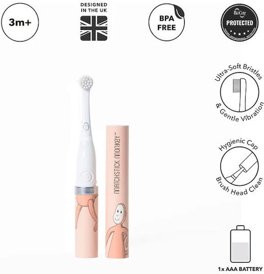 Matchstick Monkey Παιδική Ηλεκτρική Οδοντόβουρτσα για 3m+ με Θήκη Ταξιδίου