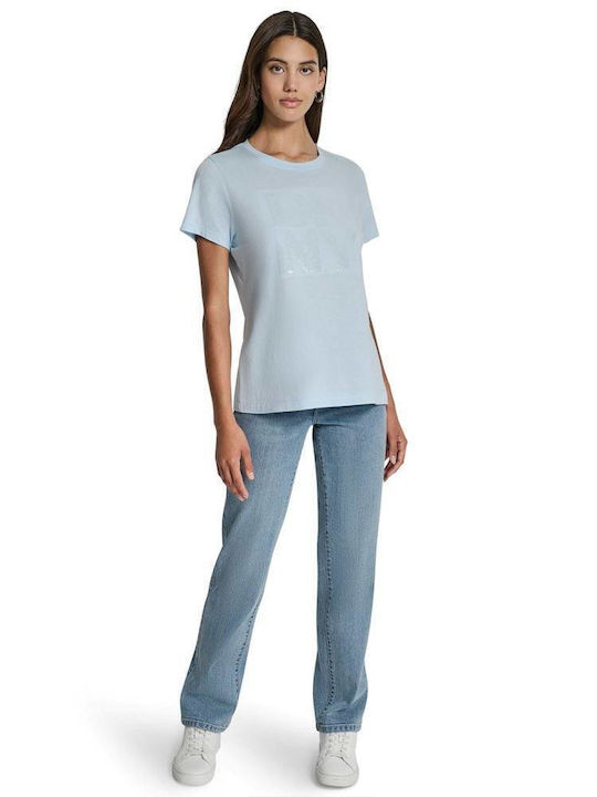Damen Bluse Baumwolle Kurzärmelig Light Blue