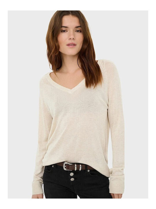 Vienna Damen Pullover mit V-Ausschnitt Beige