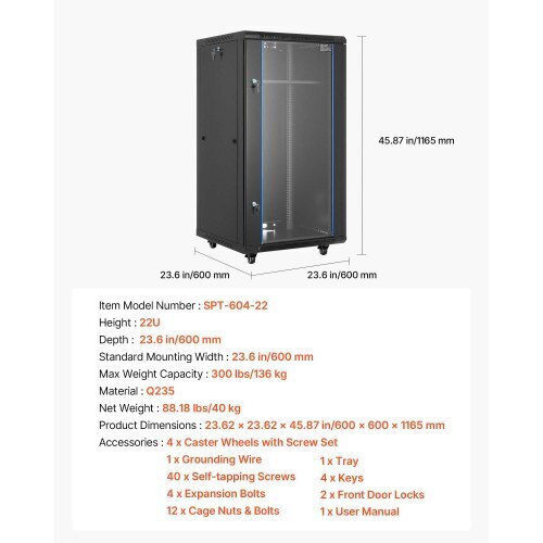 Vevor С крака Рак кабинет 22U WLJJ22UW236IB0JAY001V0