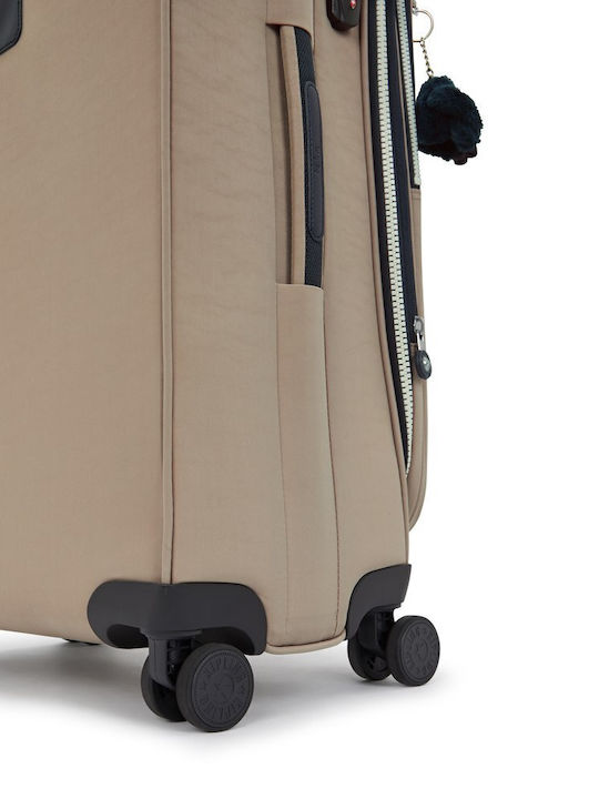 Kipling Youri Spin Medium Fabric Suitcase Soft Taupe Combo with 4 Wheels Height 68cm