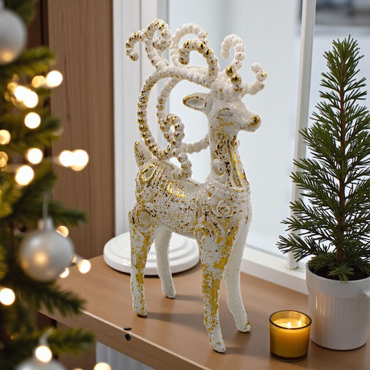Weihnachtsbaumschmuck Häschen Gold-Weiß Glitzer 3d 16cm 1 Stück 1epx3265
