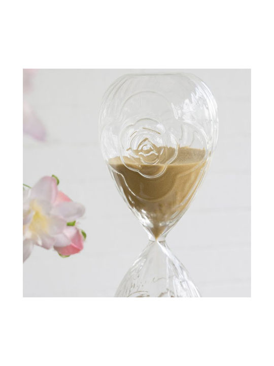 Artekko Decorative Office Hourglass in Glass 9.8x9.8x25.4 cm in Beige Color
