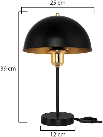 GloboStar GAZETA Plastic Vintage Table Lamp for Socket E27 with Black Shade and Base