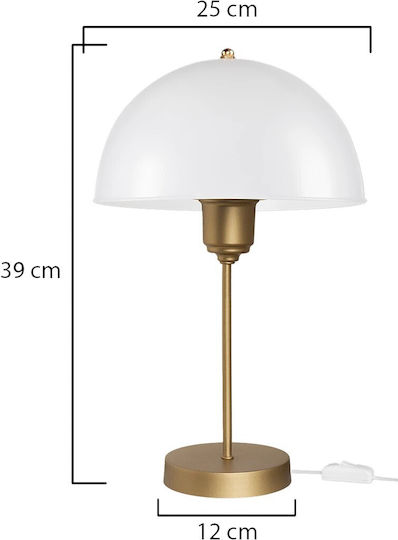 GloboStar GAZETA Plastic Vintage Table Lamp for Socket E27 with White Shade and Gold Base