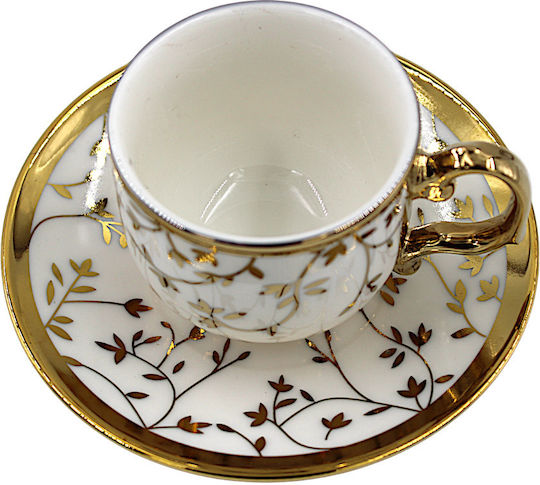 Set of Cups Coffee Porcelain Brown 6pcs