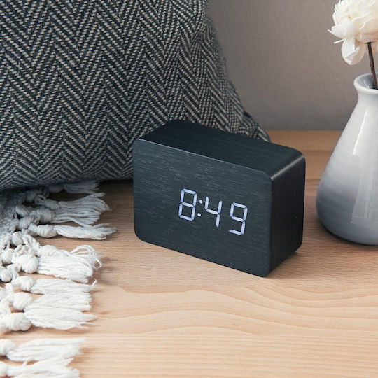 Uncle George Tabletop Digital Clock LED Wooden with Alarm Clock Black 01.06.04-0003-BLK