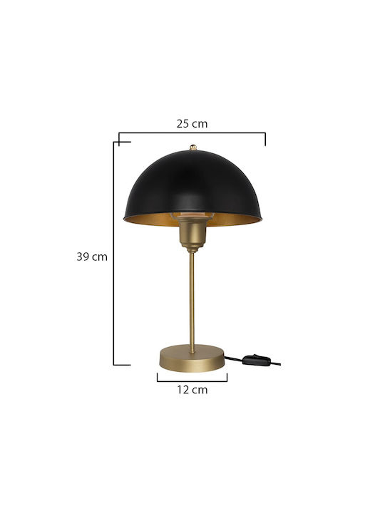 GloboStar GAZETA Plastic Vintage Table Lamp for Socket E27 with Black Shade and Gold Base