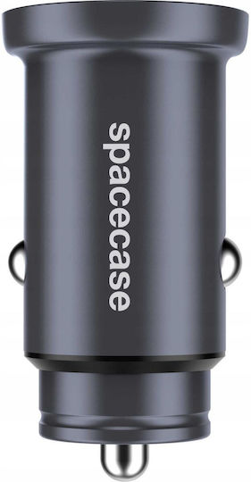 Spacecase Auto-Ladegerät 30W Schnellladung mit Anschlüssen: 2xType-C Schwarz Farbe