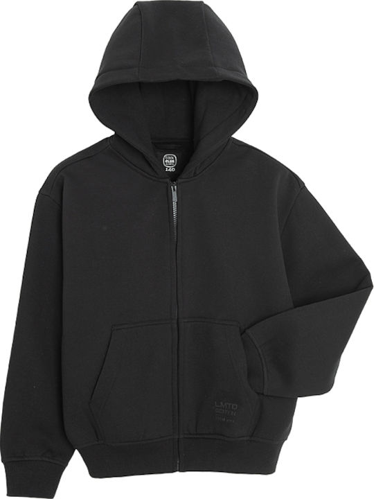 Kinder-Sweatshirt Strickjacke mit Kapuze Schwarz