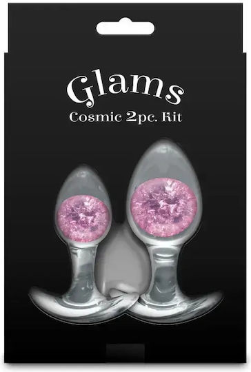 2-piece Anal Plug Kit Set of Anal Toys of Wet Silicone with Pink Glass Bead