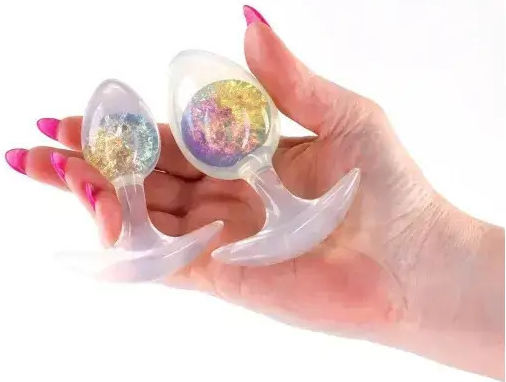 Cosmic Glams 2-piece Rainbow Kit Σετ Πρωκτικές Σφήνες Υγρής Σιλικόνης Γυάλινη Μπίλια