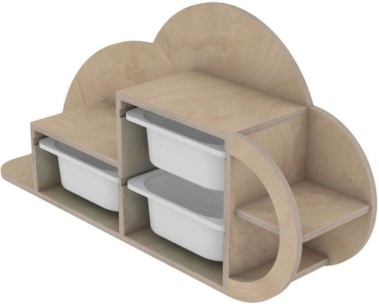 Kids Wall Mount Shelf Beige 98x22.5x48.5cm